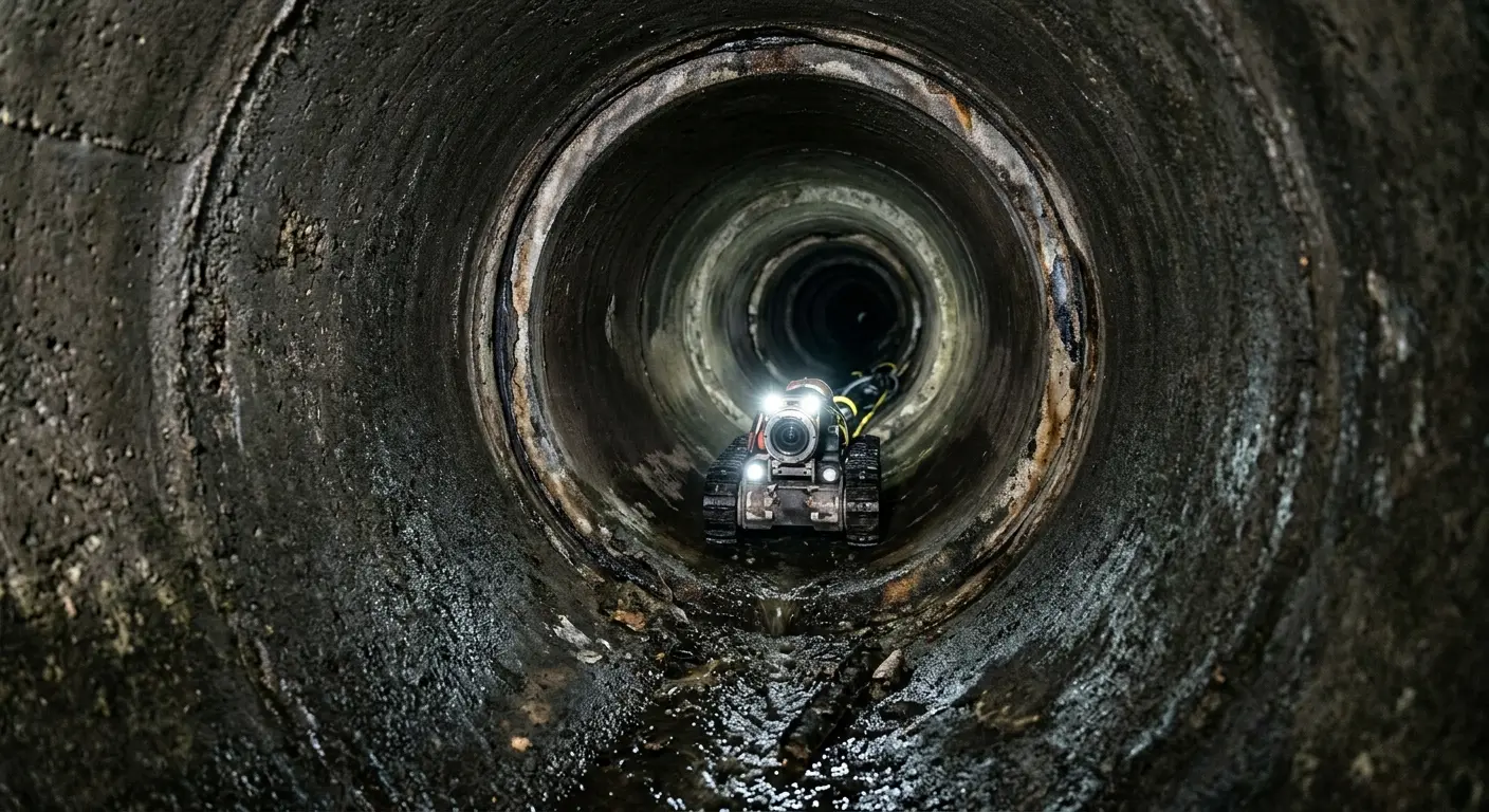 Robotic sewer camera inspecting pipe interior for Drain Snake Service in Marysville